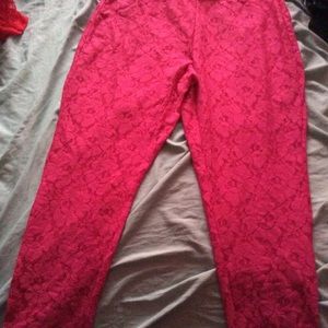 Pink sheer lace leggings